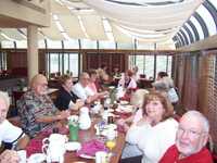 Left side:  Ed Kaplarscuk, Helen Kinszky/Folli ('66), Bill Folli, Lynn Buoniauto/Elardi, James Elardi, Linda Dickenman (at end of table).
Right side:  Marvin Kay, Helen Katlun/Kay, Linda Roussel/Kaplarczuk.